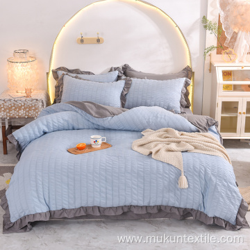 Orange cheap 100% cotton seersucker bedding set